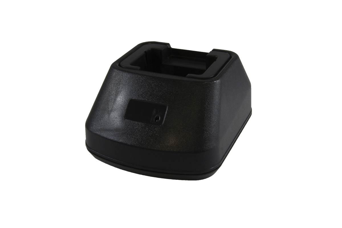 Kenwood Cargador individual negro para radios, con conector rectangular superior y pequeño LED de estado frontal. Superficie mate y resistente, base ancha para estabilidad. Compatible con TK260 y TK290.