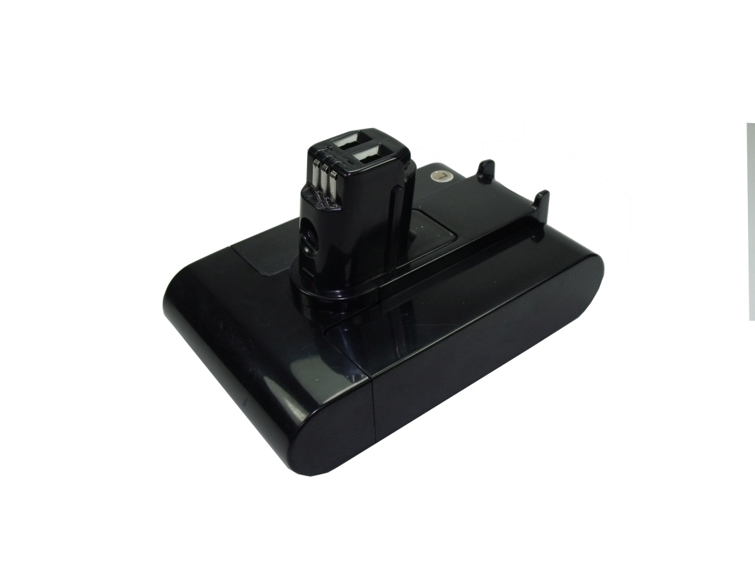 Black Li-ion battery for DC31, DC34 and DC35 stick vacuum cleaners. Rectangular battery pack with a black connector and metal contacts on top. Smooth, dark casing, robust design, suitable as a spare part.